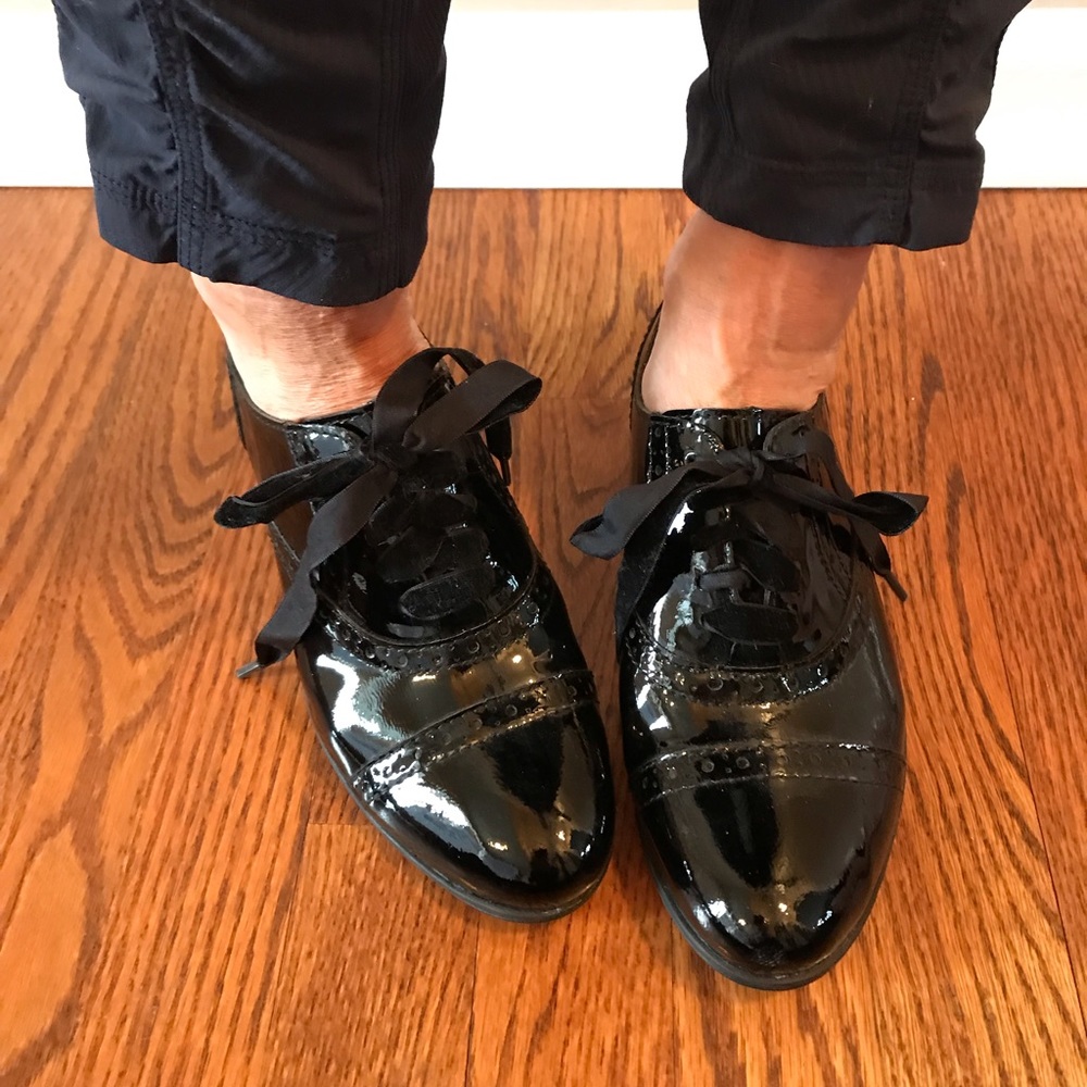 Black Patent Leather Oxford with Velvet Laces